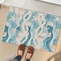 Hawaii Lei Seashells Starfish Rubber Doormat Fresh Summer Vibe - Polynesian Pride