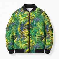 Hawaii Summer Tropical Leaves Bomber Puffer Jacket LT01 Unisex Yellow - Polynesian Pride