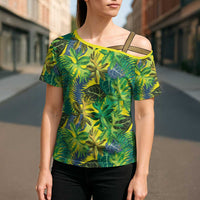 Hawaii Summer Tropical Leaves Cross Shoulder Shirt LT01 - Polynesian Pride