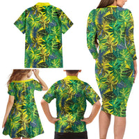 Hawaii Summer Tropical Leaves Family Matching Long Sleeve Bodycon Dress and Hawaiian Shirt - Polynesian Pride