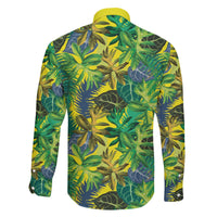 Hawaii Summer Tropical Leaves Family Matching Off The Shoulder Long Sleeve Dress and Hawaiian Shirt - Polynesian Pride