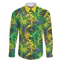 Hawaii Summer Tropical Leaves Family Matching Off Shoulder Maxi Dress and Hawaiian Shirt - Polynesian Pride