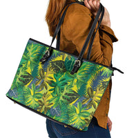 Hawaii Summer Tropical Leaves Leather Tote Bag - Polynesian Pride