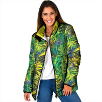 Hawaii Summer Tropical Leaves Padded Jacket LT01 Women Yellow - Polynesian Pride