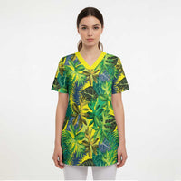 Hawaii Summer Tropical Leaves Scrub Top - Polynesian Pride