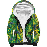 Hawaii Summer Tropical Leaves Sherpa Hoodie - Polynesian Pride