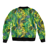 Hawaii Summer Tropical Leaves Sleeve Zip Bomber Jacket - Polynesian Pride