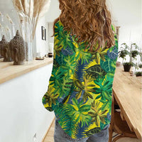 Hawaii Summer Tropical Leaves Women Casual Shirt - Polynesian Pride