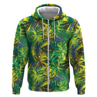 Hawaii Summer Tropical Leaves Zip Hoodie - Polynesian Pride