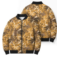 Hawaii Gold Tropical Leaves Bomber Puffer Jacket LT01 - Polynesian Pride