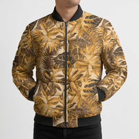 Hawaii Gold Tropical Leaves Bomber Puffer Jacket LT01 - Polynesian Pride