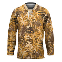 Hawaii Gold Tropical Leaves Hockey Jersey - Polynesian Pride