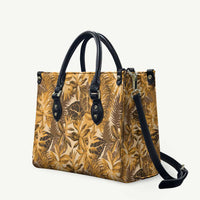 Hawaii Gold Tropical Leaves Leather Bag LT01 Gold - Polynesian Pride