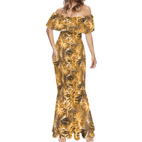 Hawaii Gold Tropical Leaves Mermaid Dress - Polynesian Pride