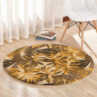 Hawaii Gold Tropical Leaves Round Carpet - Polynesian Pride