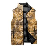 Hawaii Gold Tropical Leaves Sleeveless Puffer Jacket LT01 - Polynesian Pride