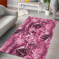 Hawaii Pink Tropical Leaves Area Rug - Polynesian Pride
