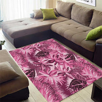 Hawaii Pink Tropical Leaves Area Rug - Polynesian Pride