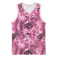 Hawaii Pink Tropical Leaves Basketball Jersey LT01 Unisex Pink - Polynesian Pride