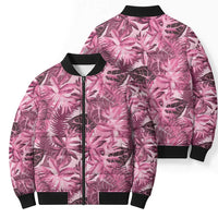 Hawaii Pink Tropical Leaves Bomber Puffer Jacket LT01 - Polynesian Pride
