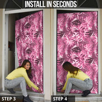 Hawaii Pink Tropical Leaves Door Cover - Polynesian Pride