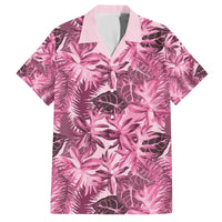 Hawaii Pink Tropical Leaves Family Matching Off The Shoulder Long Sleeve Dress and Hawaiian Shirt - Polynesian Pride