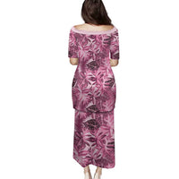 Hawaii Pink Tropical Leaves Family Matching Puletasi and Hawaiian Shirt - Polynesian Pride