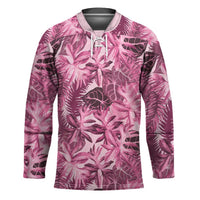 Hawaii Pink Tropical Leaves Hockey Jersey LT01 Unisex Pink - Polynesian Pride