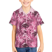 Hawaii Pink Tropical Leaves Kid Hawaiian Shirt - Polynesian Pride
