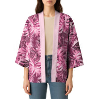 Hawaii Pink Tropical Leaves Kimono - Polynesian Pride