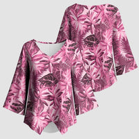 Hawaii Pink Tropical Leaves Kimono Sleeve Blouse - Polynesian Pride