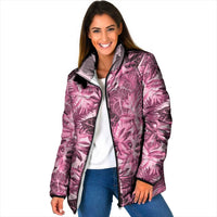 Hawaii Pink Tropical Leaves Padded Jacket LT01 Women Pink - Polynesian Pride