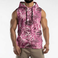 Hawaii Pink Tropical Leaves Sleeveless Hoodie LT01 - Polynesian Pride