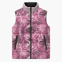 Hawaii Pink Tropical Leaves Sleeveless Puffer Jacket LT01 Unisex Pink - Polynesian Pride