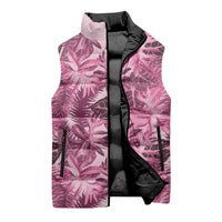 Hawaii Pink Tropical Leaves Sleeveless Puffer Jacket LT01 - Polynesian Pride