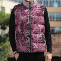 Hawaii Pink Tropical Leaves Sleeveless Puffer Jacket LT01 - Polynesian Pride