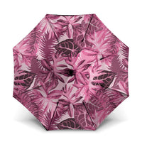 Hawaii Pink Tropical Leaves Umbrella LT01 One Size Folded 11.42 inch Opened Diameter 37.4 inch Pink - Polynesian Pride