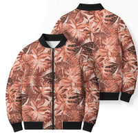 Hawaii Red Brown Tropical Leaves Bomber Puffer Jacket LT01 - Polynesian Pride