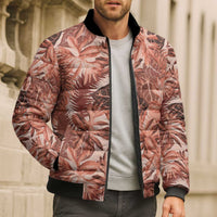 Hawaii Red Brown Tropical Leaves Bomber Puffer Jacket LT01 - Polynesian Pride