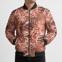Hawaii Red Brown Tropical Leaves Bomber Puffer Jacket LT01 - Polynesian Pride