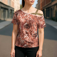 Hawaii Red Brown Tropical Leaves Cross Shoulder Shirt LT01 - Polynesian Pride