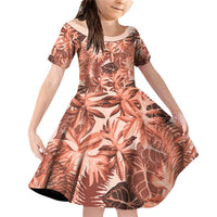 Hawaii Red Brown Tropical Leaves Family Matching Off Shoulder Short Dress and Hawaiian Shirt - Polynesian Pride