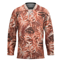 Hawaii Red Brown Tropical Leaves Hockey Jersey LT01 Unisex Brown - Polynesian Pride