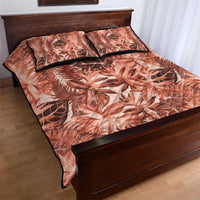 Hawaii Red Brown Tropical Leaves Quilt Bed Set - Polynesian Pride