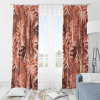 Hawaii Red Brown Tropical Leaves Window Curtain - Polynesian Pride