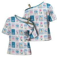 Hawaii Coastal Summer Postcard Cross Shoulder Shirt