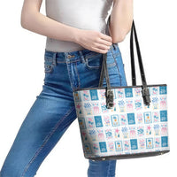 Hawaii Coastal Summer Postcard Leather Tote Bag