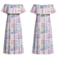 Aloha Summer Posters Grunge Textures Couples Matching Off Shoulder Maxi Dress and Hawaiian Shirt