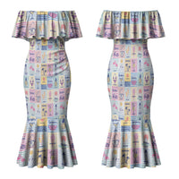 Aloha Summer Posters Grunge Textures Family Matching Mermaid Dress and Hawaiian Shirt LT01 Mom's Dress Multicolor - Polynesian Pride