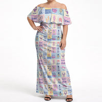 Aloha Summer Posters Grunge Textures Off Shoulder Maxi Dress